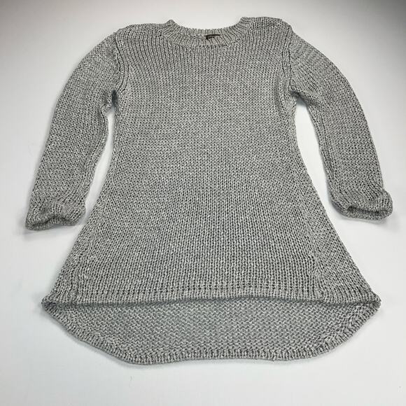 J. McLaughlin Silver Gray Crew Neck Chunky Knit Tunic Sweater Size L Slim Fit - Picture 9 of 9